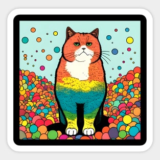 Cat Rainbow Colorful - Colorful Cat Kitten Lover Sticker